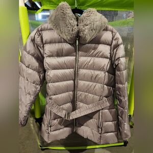 Michael Kors Grey Puffer Jacket with Plush Collar